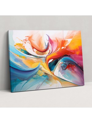 Popcas Dünya Haritası Kanvas Tablo - Soyut Resim Duvar Sanatı Canlı Renkler