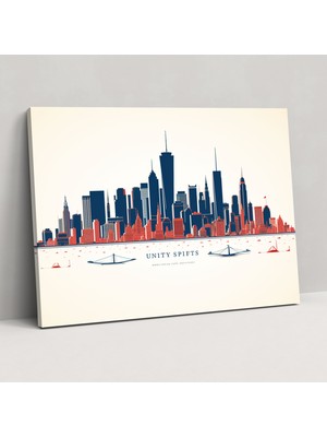 Popcas Amerika Birleşik Devletleri Şehir Manzaraları Duvar Dekorasyonu - Amerika Birleşik Devletleri Haritası Kanvas Ev Dekorasyonu