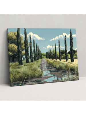 Popcas Vincent Van Gogh Köy Manzarası Duvar Sanatı - Ev Dekorasyonu Kanvas Tablo