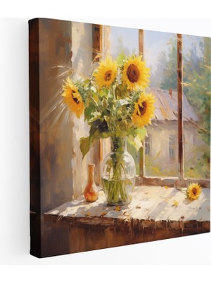 Popcas Empresyonist Ayçiçeği Manzara Duvar Sanatı Kanvas Tablo - Hâlâ Yaşam Duvar Dekorasyonu