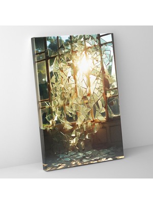 Popcas Gerçekçi Cam Heykel Tuval Duvar Sanatı - Gerçekçi Cam Heykel Cam Pencere Yansımalar Tuval Duvar Sanatı