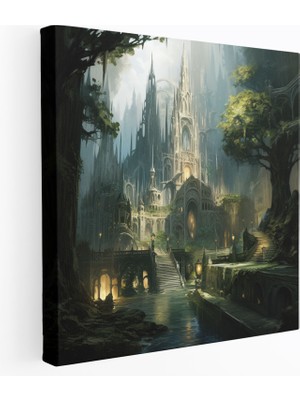 Popcas Yüzüklerin Efendisi Tuval Tablo - Lothlórien Izlenimi - Ev Dekorasyonu Duvar Dekorasyonu Tuval Tablo