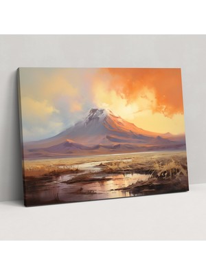 Popcas Gün Batımı Yanardağ Kanvas Tablo - Yanardağ Huzur Kanvas Yumuşak Fırça Çalışması