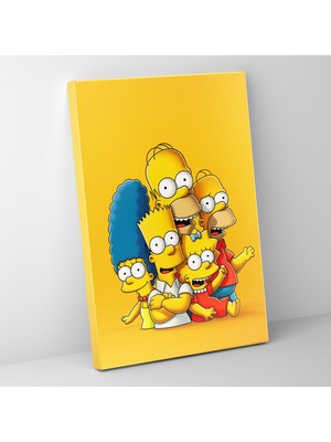 Popcas The Simpsons Kanvas Tablo - Klasik Çizgi Film Tarzı Duvar Sanatı - Simpson Ailesi