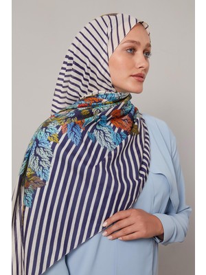 Mavi Çam Desen Pamuk Şal