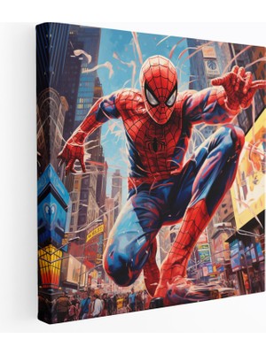 Popcas Spiderman Kanvas Tablo - New York Şehri Duvar Dekorasyonu