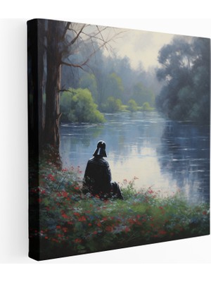 Popcas Monet Esintili Kanvas Tablo: Darth Vader Huzur Dolu Gökyüzü Arasında