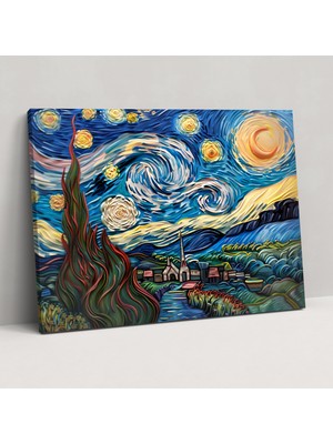 Popcas Vincent Van Gogh Yıldızlı Gece Kanvas Tablo - Ev Dekorasyonu Duvar Dekorasyonu