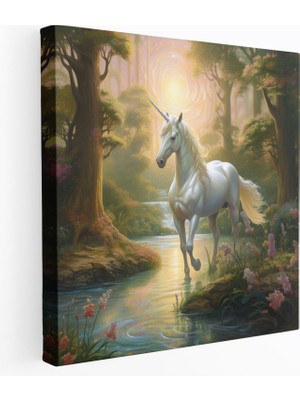 Popcas Gerçekçi Unicorn Duvar Sanatı - Unicorn Kanvas Tablo Majestik