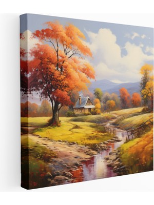 Popcas Retro Sonbahar Kırsal Manzara Kanvas Tablo