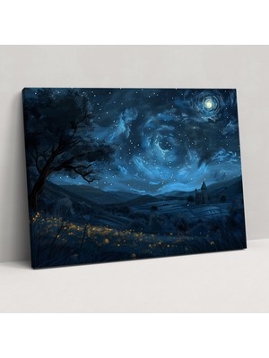 Popcas Vincent Van Gogh Yıldızlı Gece Kanvas Tablo - Duvar Dekorasyonu Duvar Sanatı