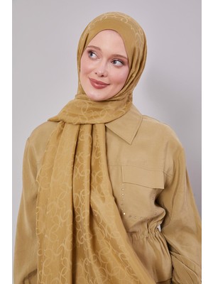 Yağ Yeşili Geometrik Desen Grazia Şal