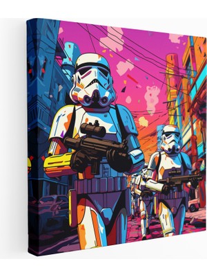 Popcas Renkli Şehirde Fırtına Askerleri Kanvas Tablo Baskı