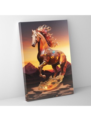 Popcas Gerçekçi Cam Heykel Duvar Dekorasyonu - Gerçekçi Cam Heykel Kanvas Tablo Kanvas Duvar Sanatı At