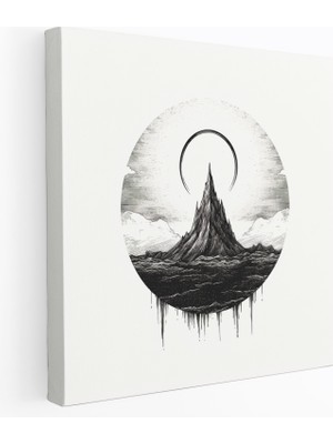 Popcas Yüzüklerin Efendisi Duvar Sanatı - Minimalist Yüzük ve Sauron'un Gözü - Siyah Beyaz Eskiz Fantastik Sanat Kanvas Tablo