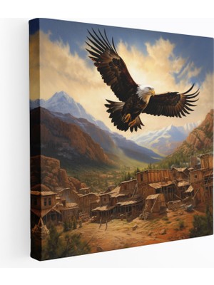Popcas Kızılderili Kanvas Tablo: Maestral Kartal - Kızılderili Kanvas Tablo Yerli Amerikan Köyü