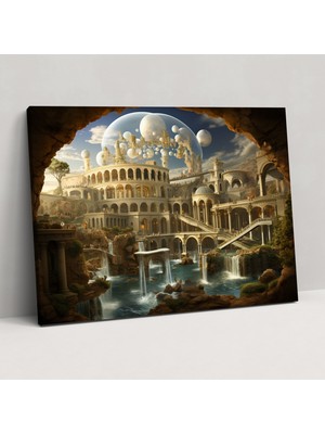 Popcas Roma Duvar Sanatı - Gerçeküstü Antik Mimarlık - Roma Antik Mimarlık Ev Dekorasyonu Gerçeküstü Başyapıt