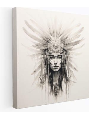 Popcas Kırmızı Kızılderili Duvar Sanatı: Zarif Başlık - Kızılderili Duvar Sanatı Kanvas