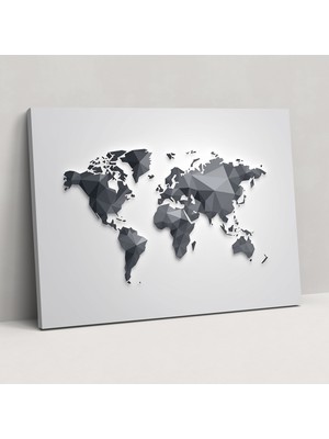 Popcas Minimalist Dünya Haritası Duvar Sanatı - Dünya Haritası Duvar Sanatı Kanvas Tablo