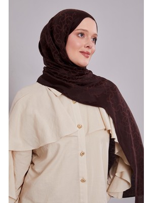 Acı Kahve Geometrik Desen Grazia Şal