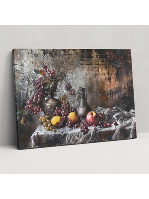 Popcas Rembrandt Kanvas Tablo - Zengin Dokulu Hâlâ Hayat - Ev Dekorasyonu Duvara Asılabilir Kanvas Sanat