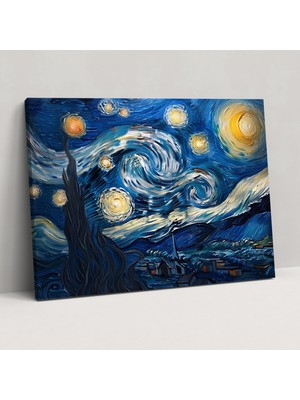 Popcas Vincent Van Gogh Yıldızlı Gece Kanvas Tablo - Vincent Van Gogh Kanvas Tablo Duvar Sanatı