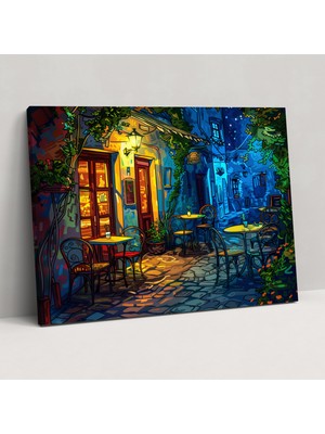 Popcas Vincent Van Gogh Kafe Terası Duvar Dekorasyonu - Ev Dekorasyonu Kanvas Tablo Sanatı