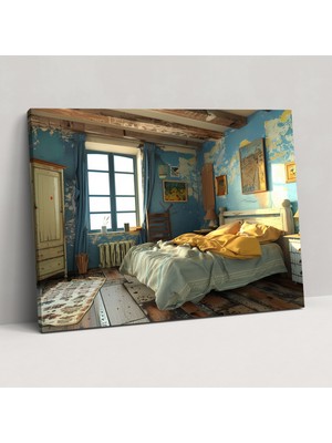Popcas Vincent Van Gogh Arles'teki Yatak Odası Duvar Süsü - Kanvas Tablo Ev Dekorasyonu