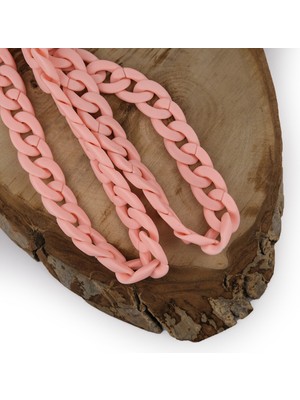 Mat Pembe Plastik Zincir Geçmeli Çanta ve Aksesuar Zinciri Büyük Boy