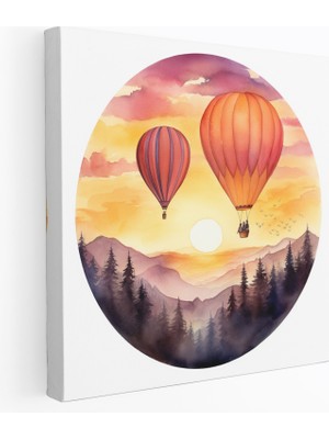 Popcas Romantik Sıcak Hava Balonu Kanvas Tablo - Ev Dekorasyonu Büyü Kanvas