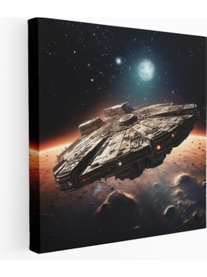 Popcas Star Wars Duvar Dekorasyonu - Piksel Sanatı Millennium Falcon Kanvas Tablo Baskısı