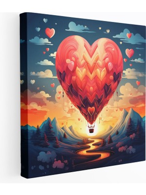 Popcas Romantik Sıcak Hava Balonu Duvar Sanatı - Romantik Sıcak Hava Balonu Macera Kanvas Tablo Sanatı