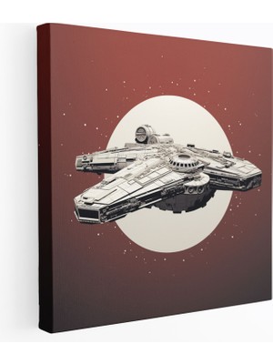 Popcas Star Wars Kanvas Tablo - Minimalist Millennium Falcon Duvar Sanatı - Duvar Dekorasyonu Minimalist Star Wars