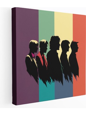 Popcas Minimalist Silüet Sanatlı Rolling Stones Kanvas Tablo - Renkli Arka Planlı Ev Dekorasyonu Için Silüet Sanatı