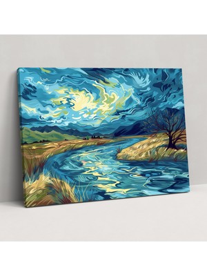 Popcas Vincent Van Gogh Sakin Nehir Duvar Sanatı - Duvar Dekorasyonu Ev Dekorasyonu Kanvas Tablo