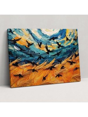 Popcas Wheatfield With Crows Duvar Sanatı - Vincent Van Gogh Ev Dekorasyonu Kanvas