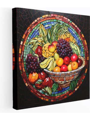 Popcas Masaüstü Sanatı - Mozaik Meyve Kaseleri - Masaüstü Kanvas Mozaik Meyve Kaseleri