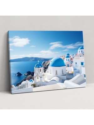 Popcas Santorini Duvar Dekorasyonu - Modern Fotoğrafçılık - Santorini Beyaz Binalar Santorini Çekicilik