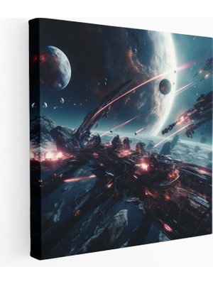 Popcas Yıldız Savaşları Kanvas Tablosu - Gelecek Odaklı Uzay Savaşı Duvar Sanatı