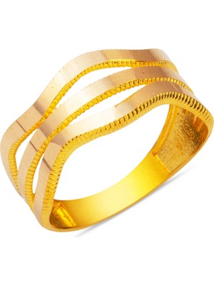 Zikzaklı Klasik Ajda 14 Ayar Altın Yüzük