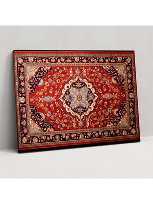 Popcas Türk Halı Desenli Kanvas Tablo - Türk Halısı Çiçek Motifleri Duvar Sanatı Kanvas Tablo