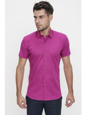 G 1474 Slim Fit Fuşya Spor Gömlek