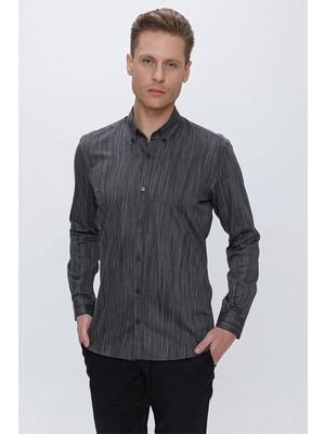 Gk 661 Slim Fit Siyah Klasik Gömlek