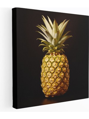Popcas Ananas Kanvas Tablo - Canlı Dokulu Ananas Fotoğraf Gerçekliği ile Resmedilmiş