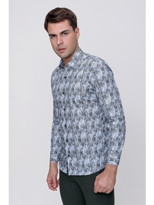 G 1479 Slim Fit Mavi Spor Gömlek