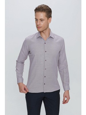 Efor Erkek Slim Fit Bordo Klasik Gömlek GK 672
