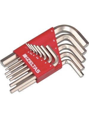 İzeltaş 12 Parça Altı Köşe Allen Anahtar Seti - Dayanıklı Çelik, 1.5-12 mm, Yerli Üretim, Mavi Renk, Ergonomik Tasarım