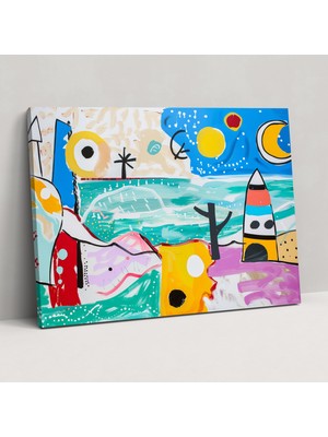 Popcas Soyut Plaj Picasso Kanvas Tablo - Pablo Picasso Plaj Sanatı Duvar Dekorasyonu