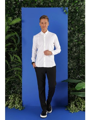 Gk 671 Slim Fit Beyaz Klasik Gömlek
