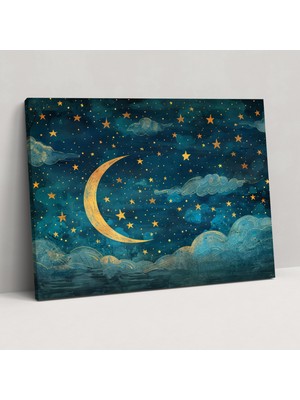 Popcas Vincent Van Gogh Yıldızlı Gece Gökyüzü Kanvas Tablo - Ev Dekorasyonu Duvar Sanatı